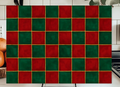Red, Green and Gold Checkerboard Glass Cutting Board