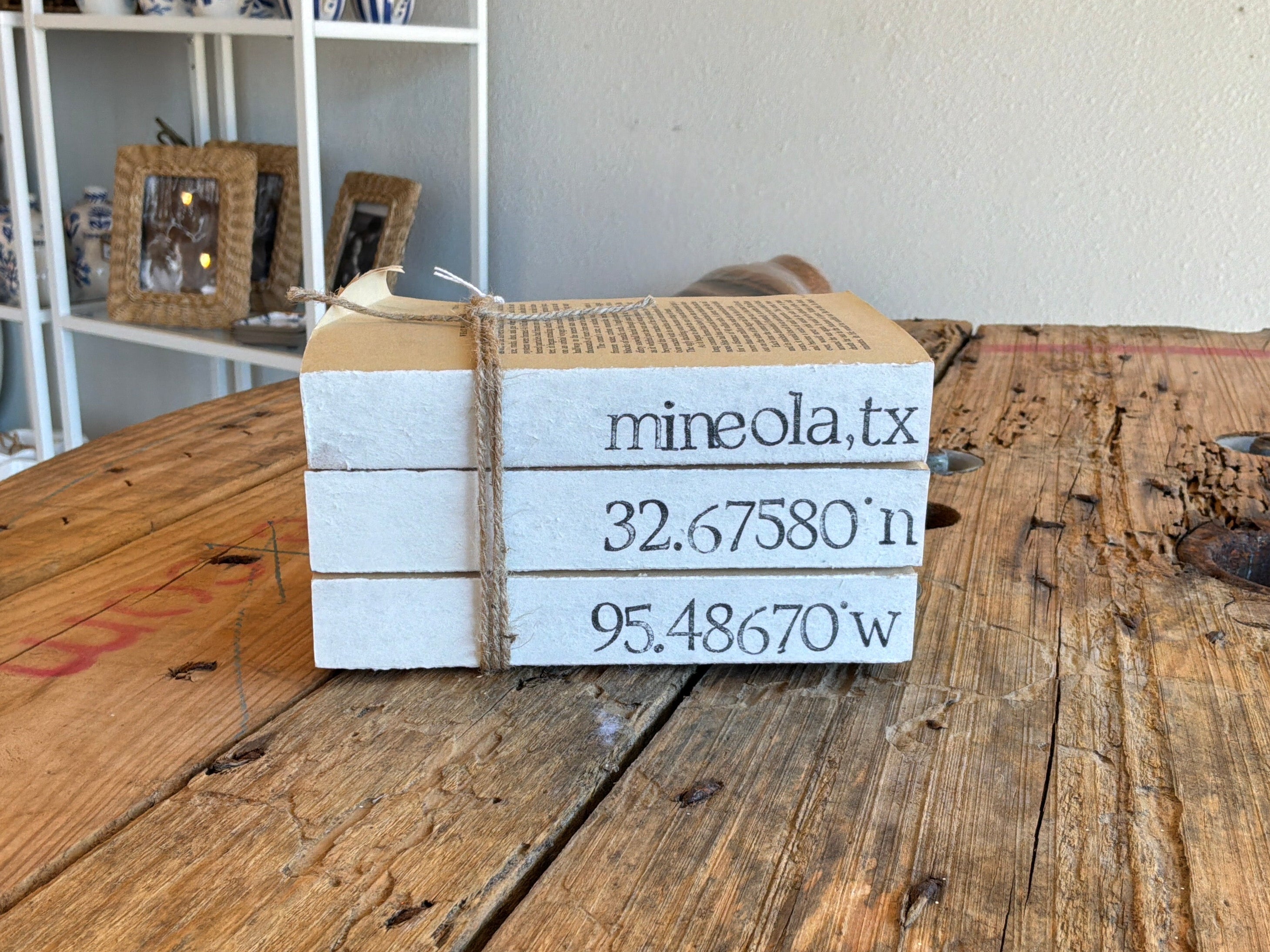 Mineola State Coordinates Book Stack￼