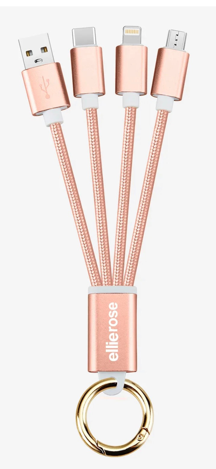 Rose Gold 3-in-1 Charging Cable keychain