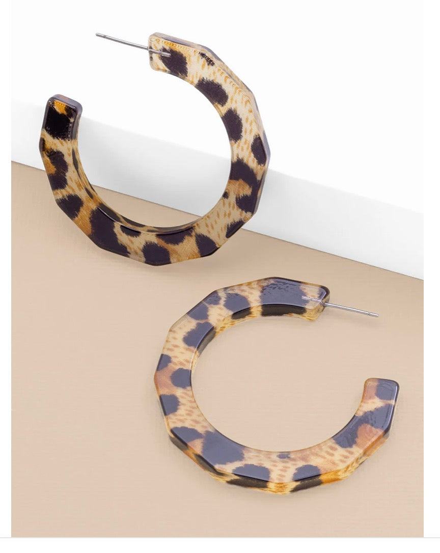 Large Resin Textured Hoop Earring Jewelry