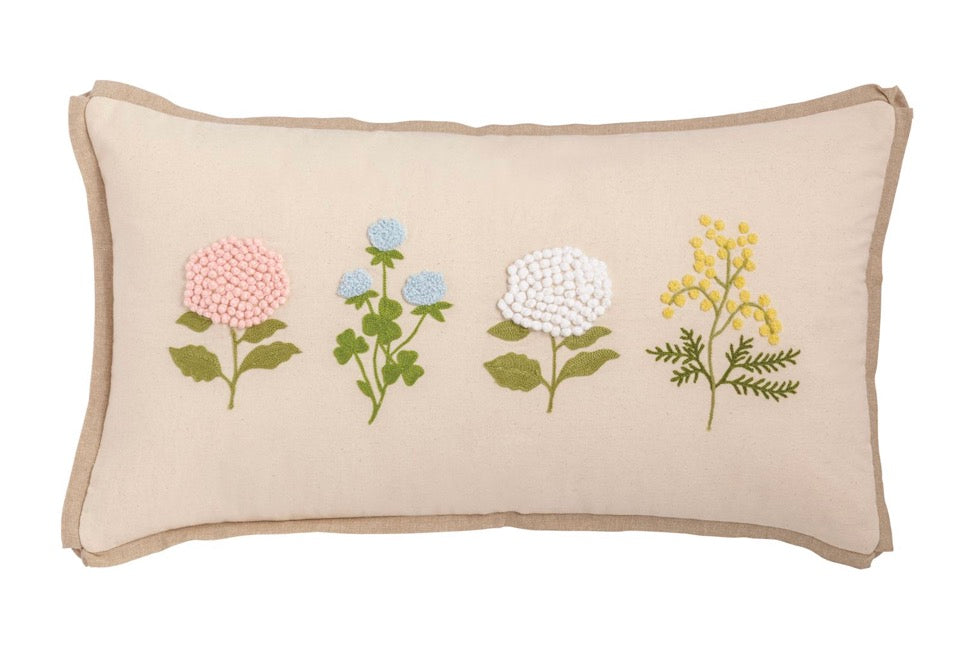Lumbar Floral Embroidery Pillow