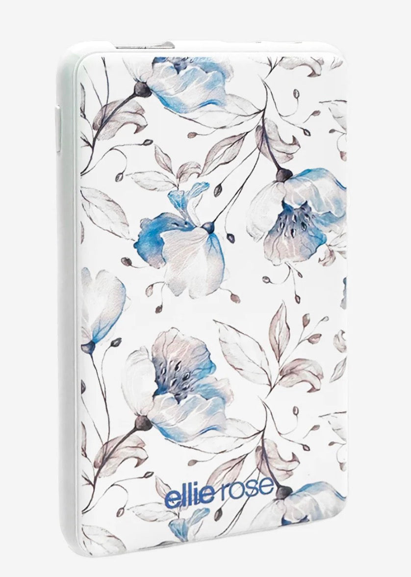 Blue Floral Power Bank (USB A + USB C)