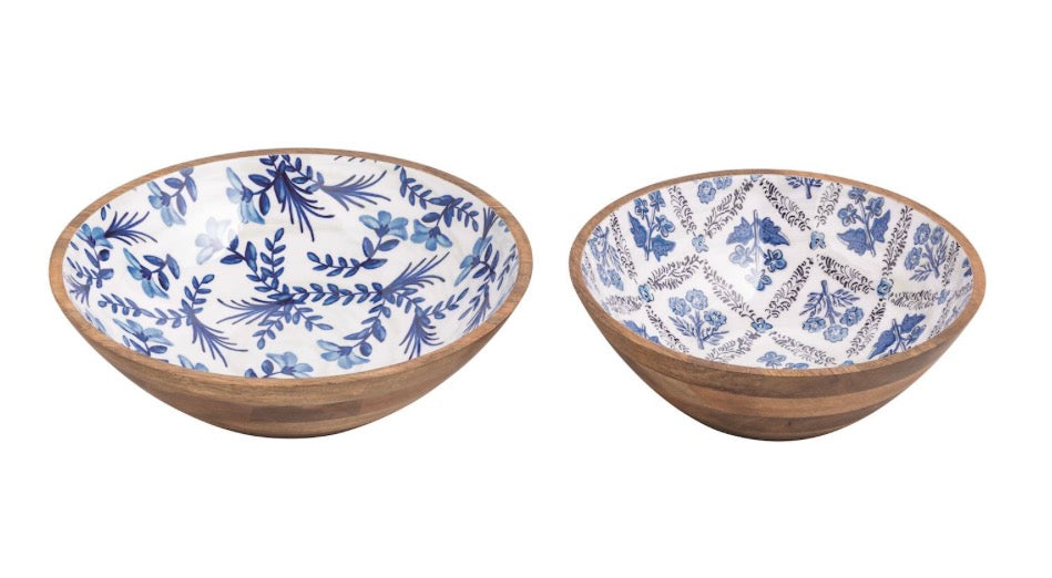 Blue Pattern Wood Enamel Bowl