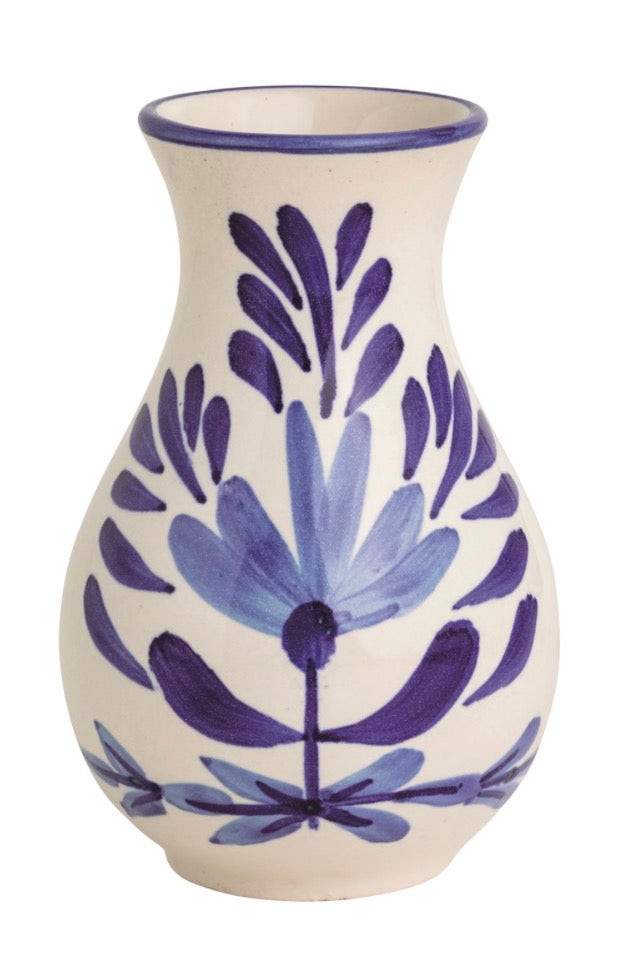 Medium Blue Floral Bud Vase