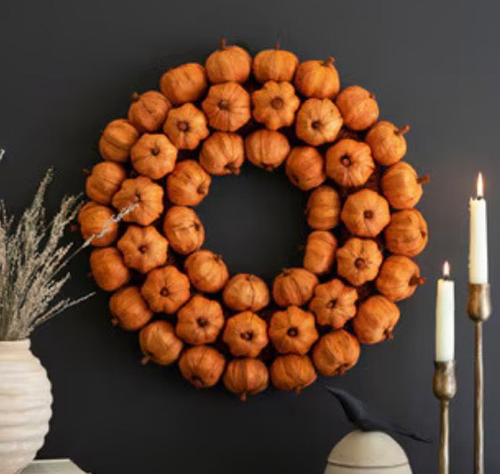 Orange Faux Pumpkin Wreath