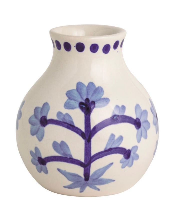 Small Blue Floral Bud Vase
