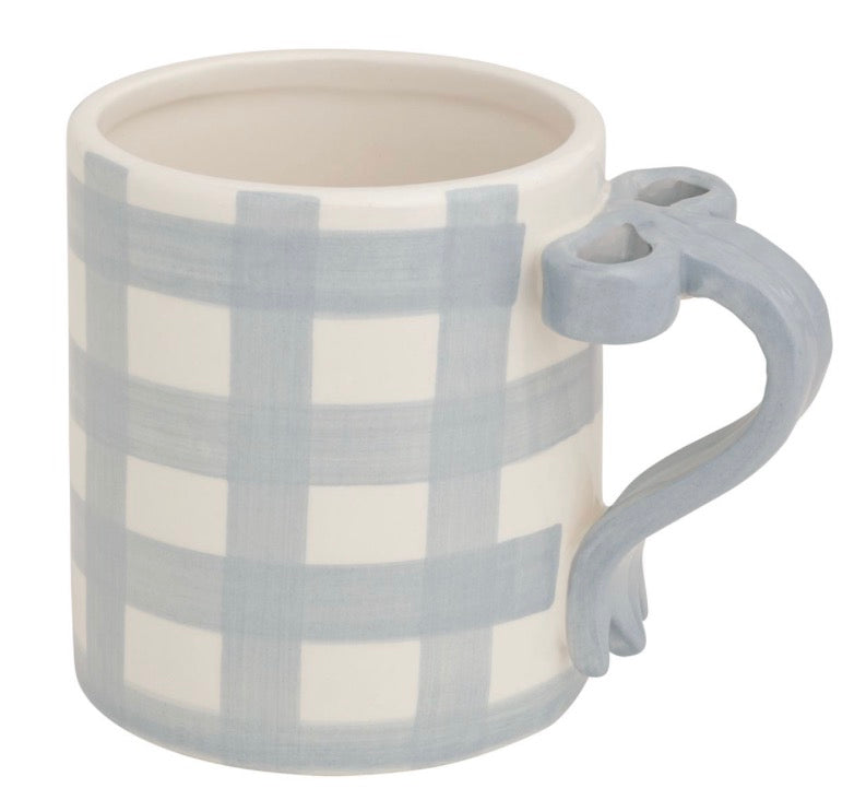 Gingham Bow Handle Mug