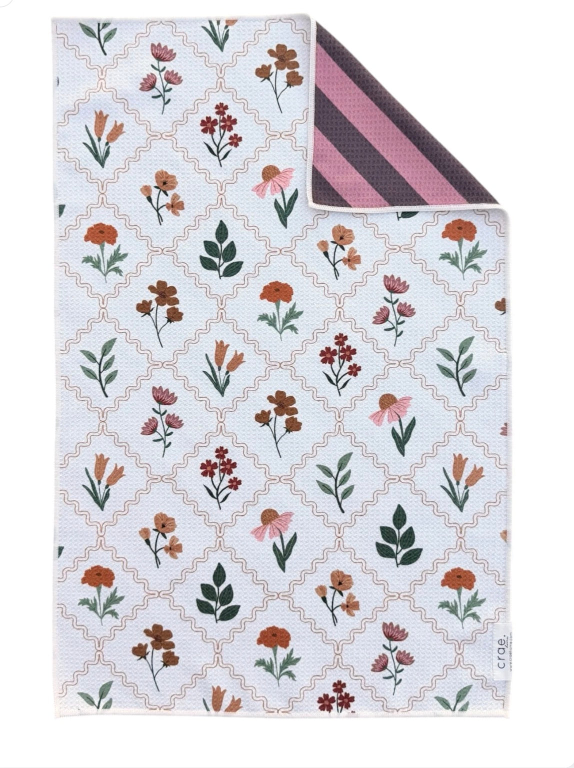 Pressed Petals: Reversible Hand Towel (cream/purple)