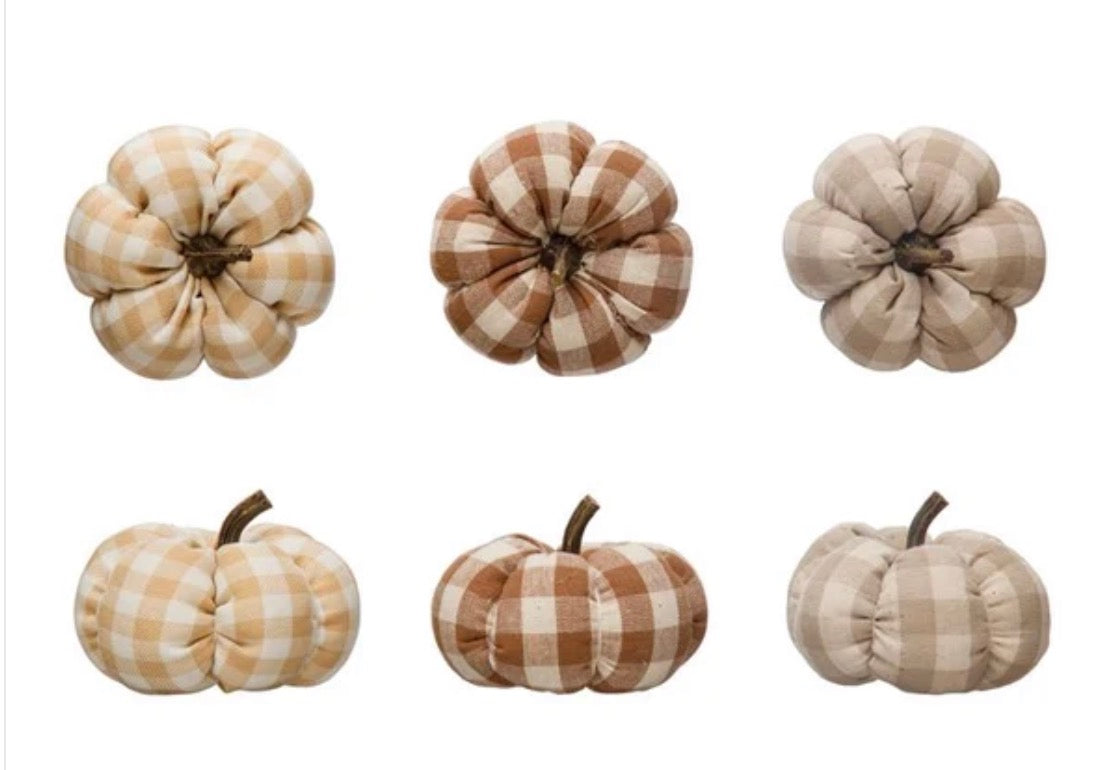 Tan Plaid Mini Pumpkins