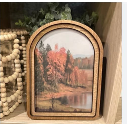 ARCH TOP AUTUMN POND FRAMED ART