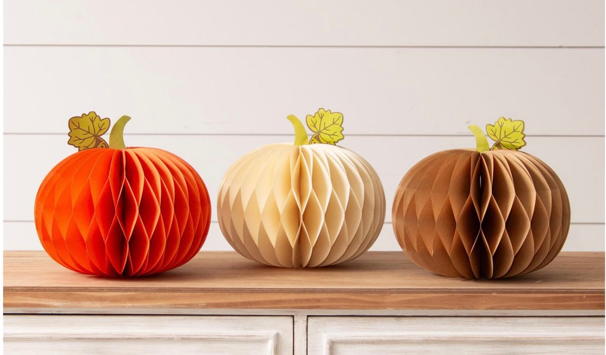 Paper Honeycomb Pumpkins, set of 3