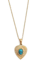 Doris Turquoise Heart Necklace, Gold