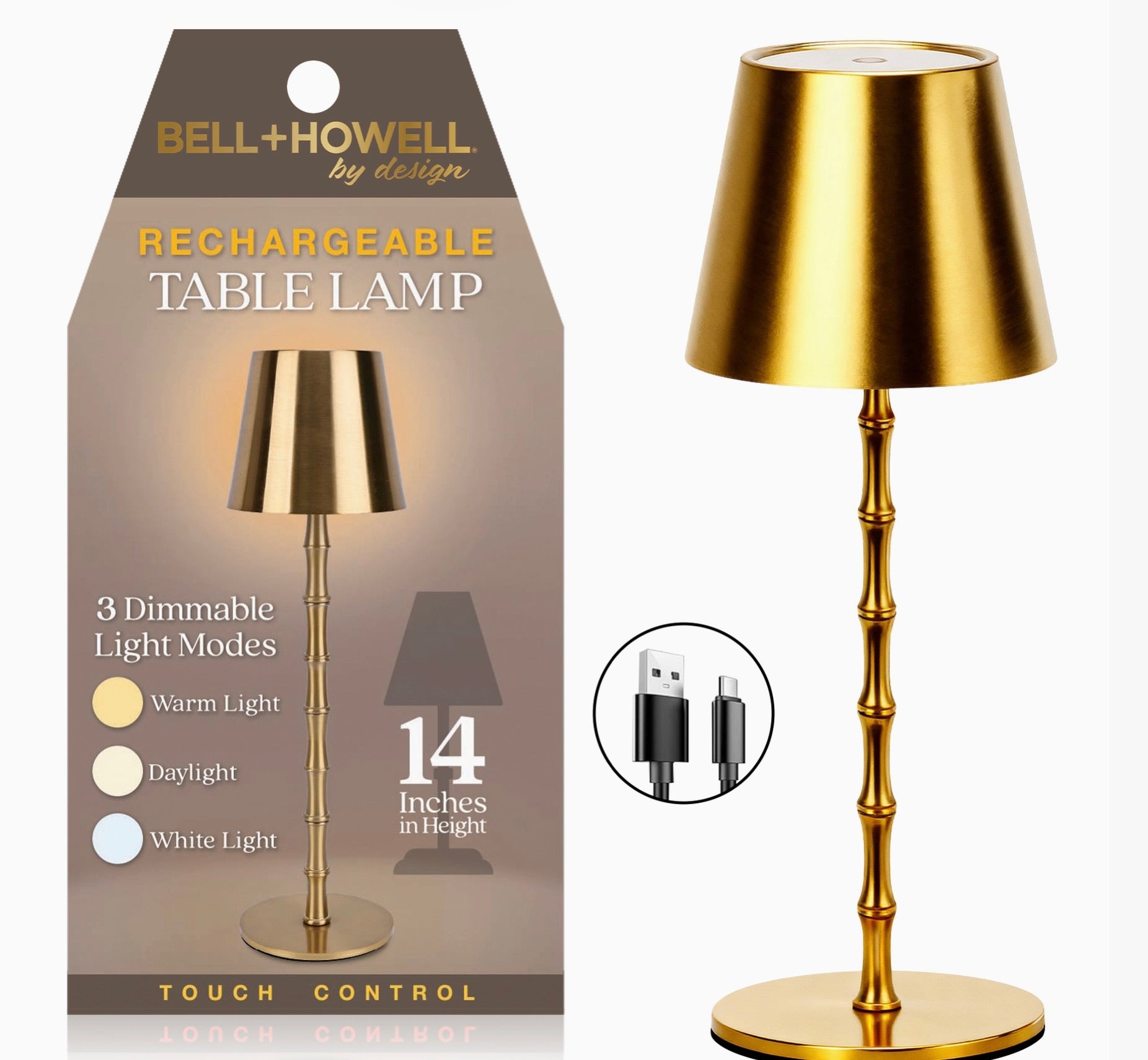 Gold Rechargeable Touch Control LED Lamp