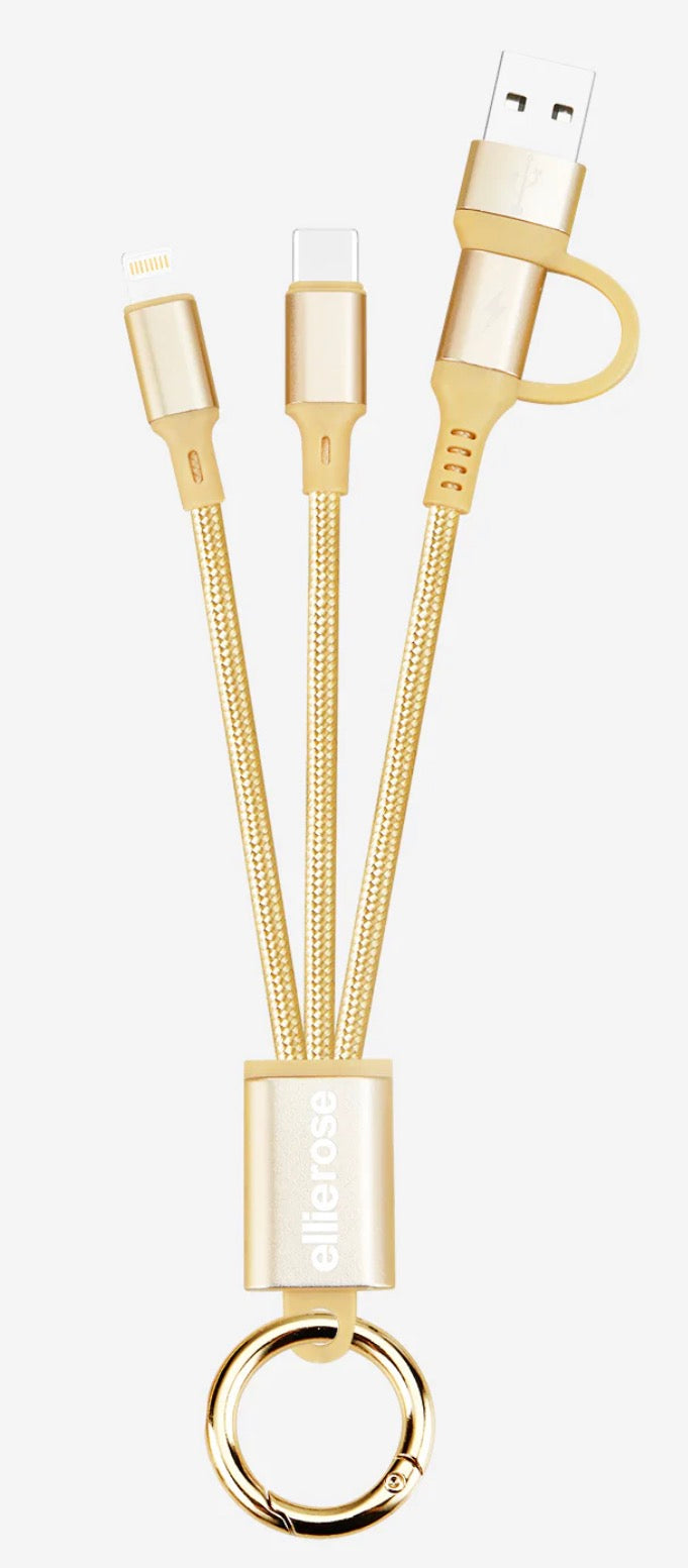 Gold 4-in-1 Charging Cable Keychain