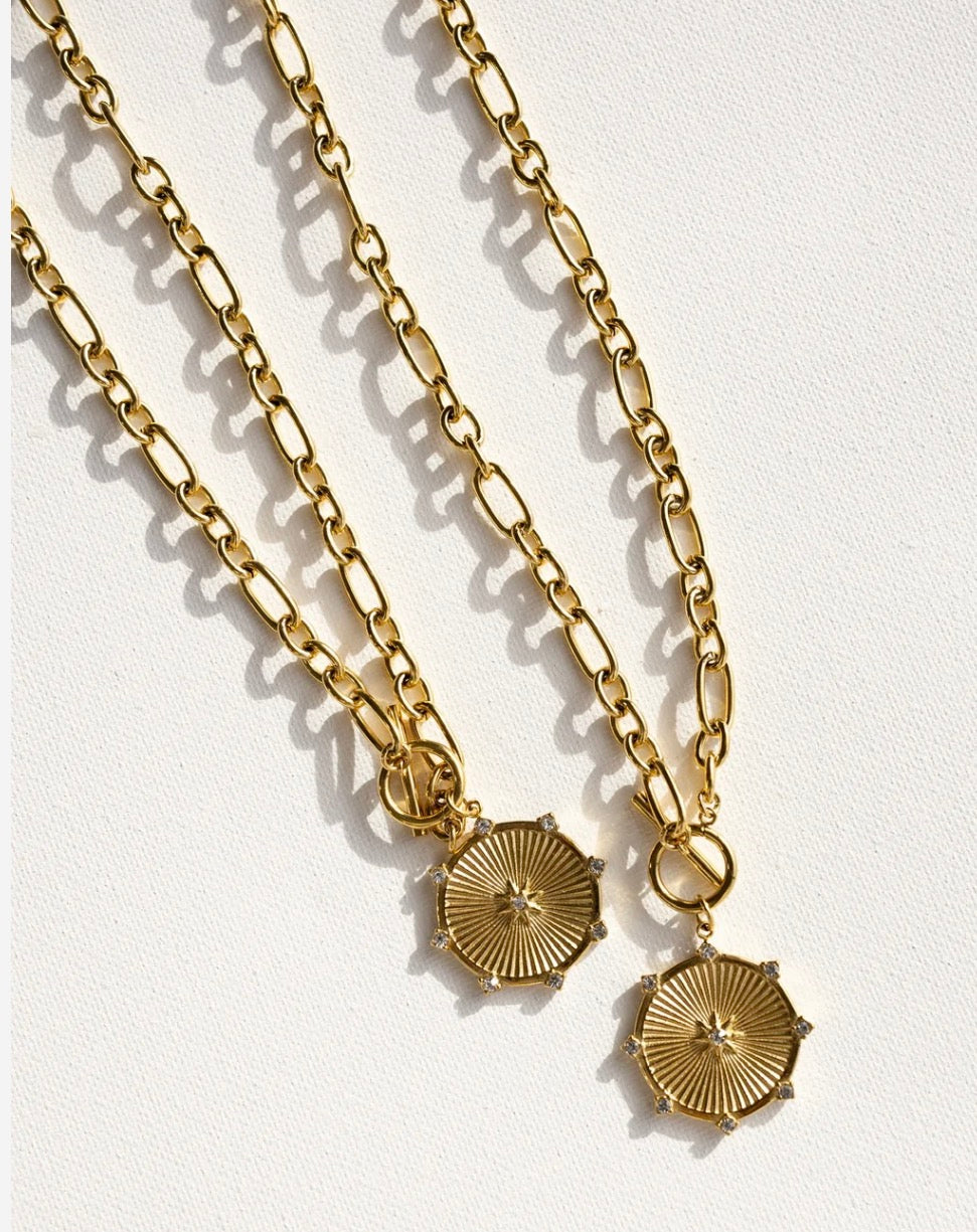 Raylee Toggle Starburst Coin Necklace
