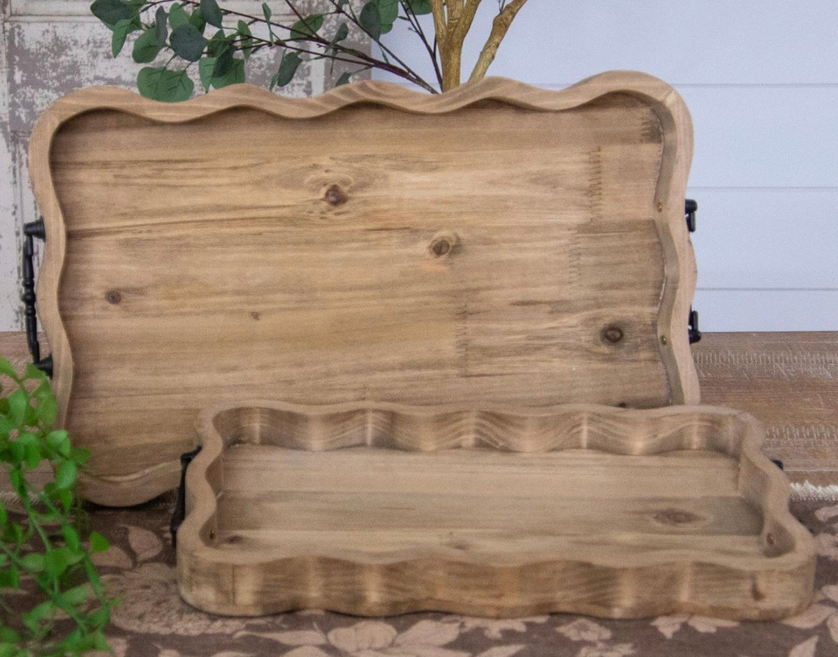 Trays - Scalloped Natural Wood