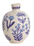 Large Blue Floral Bud Vase