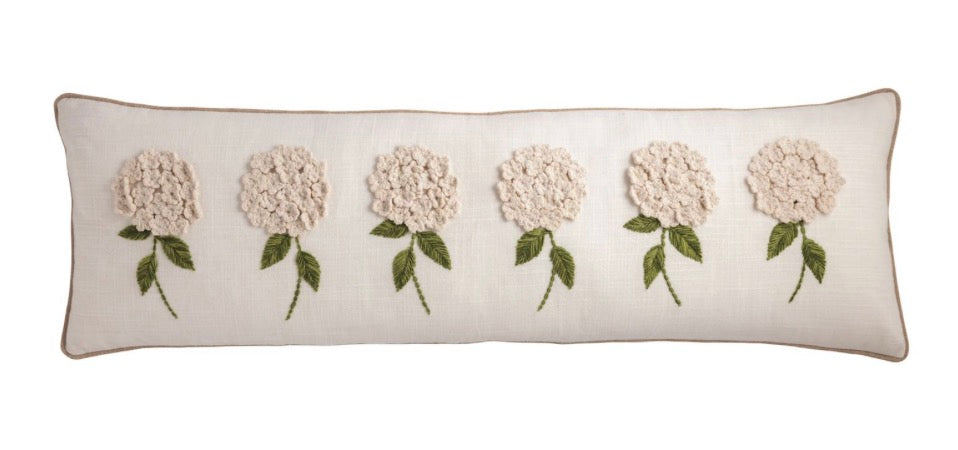 White Hydrangea Long Pillow