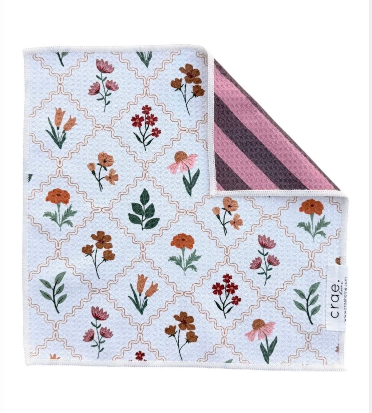 Pressed Petals: Reversible Washcloth (cream/purple)