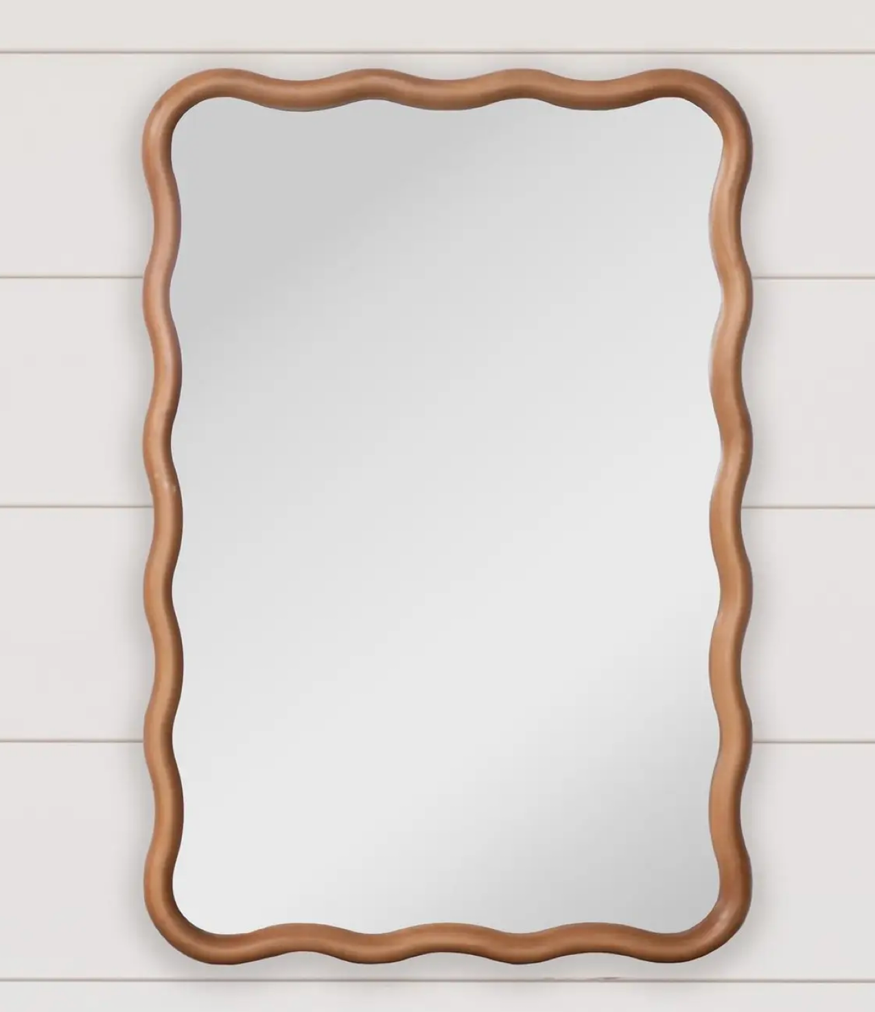 Wavy Edge Natural Wood Mirror
