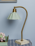 Brass Goose Neck Lamp, Light Green Shade