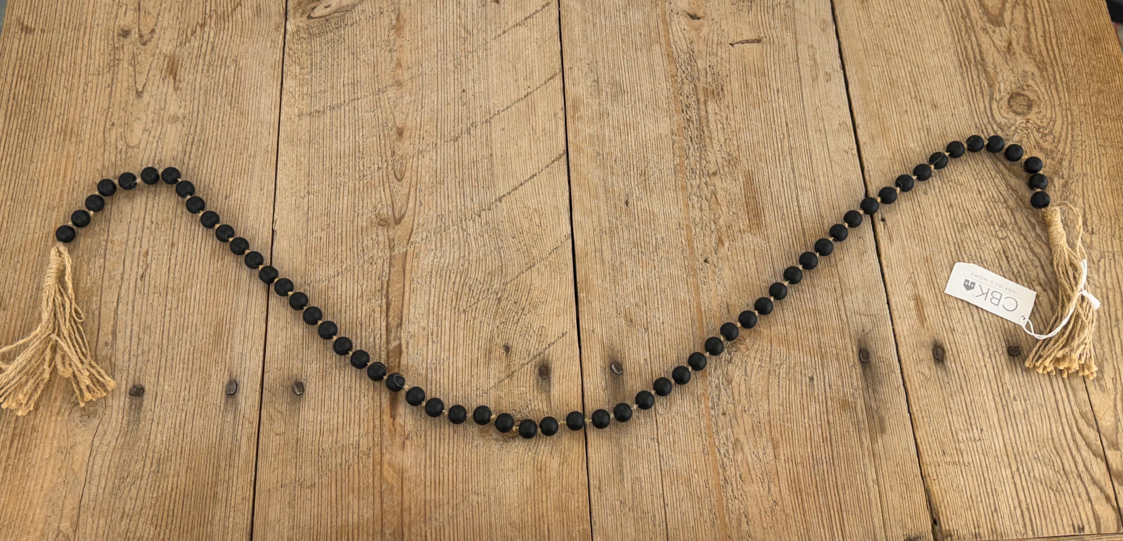Black Bead Garland Tassel Glass