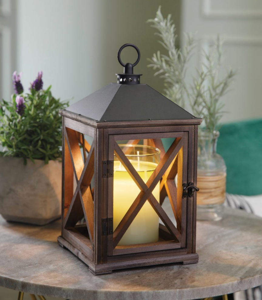 Weathered Espresso Wooden Lantern Candle Warmer