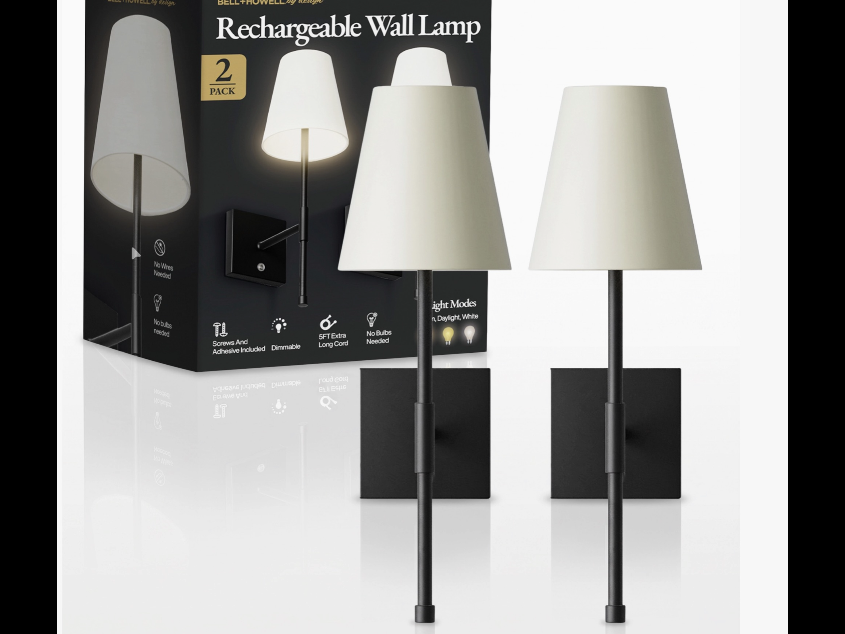 Set of 2 Fabric Smooth Shade Dimmable LED