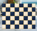 Navy, White and Gold Checkered Glass Cutting Board