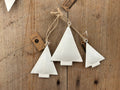 White Enamel Tree Ornaments (set of 3)