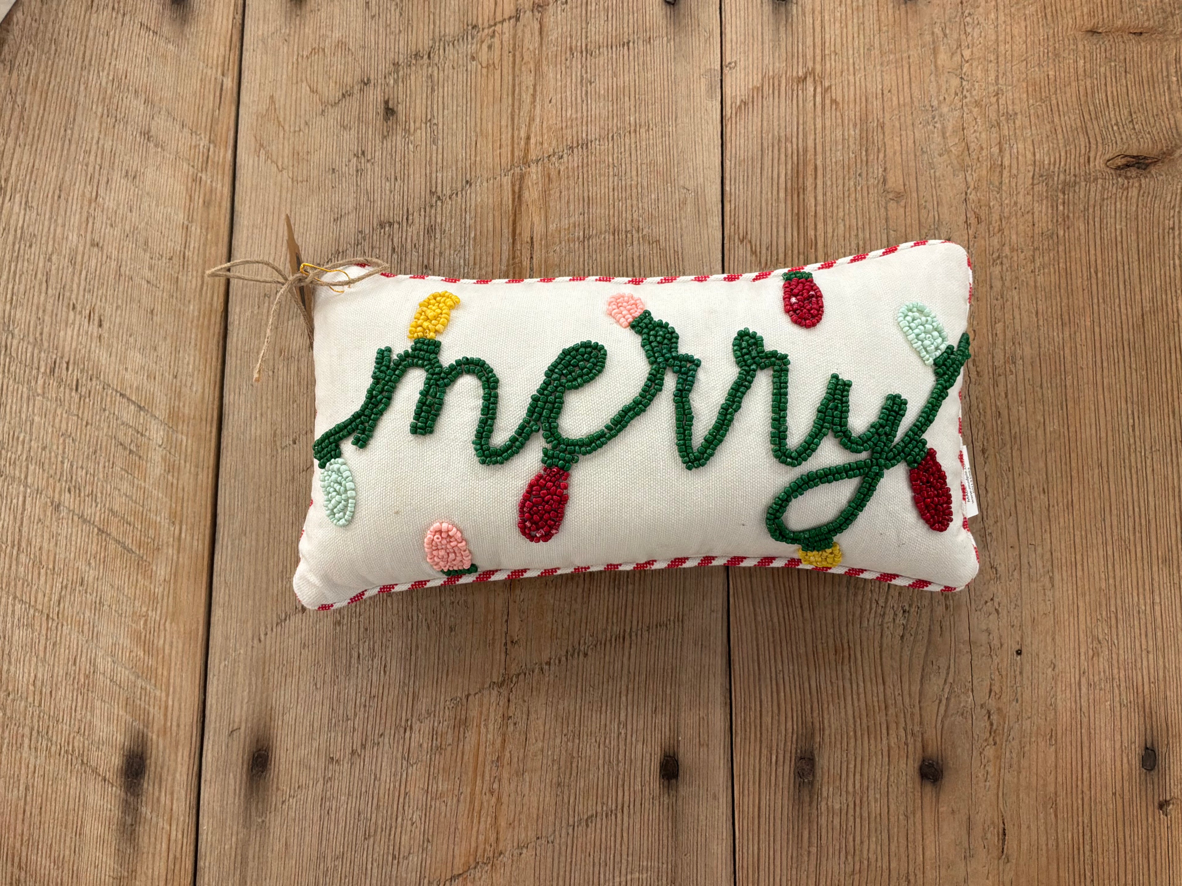 Merry Mini Xmas Beaded Pillow