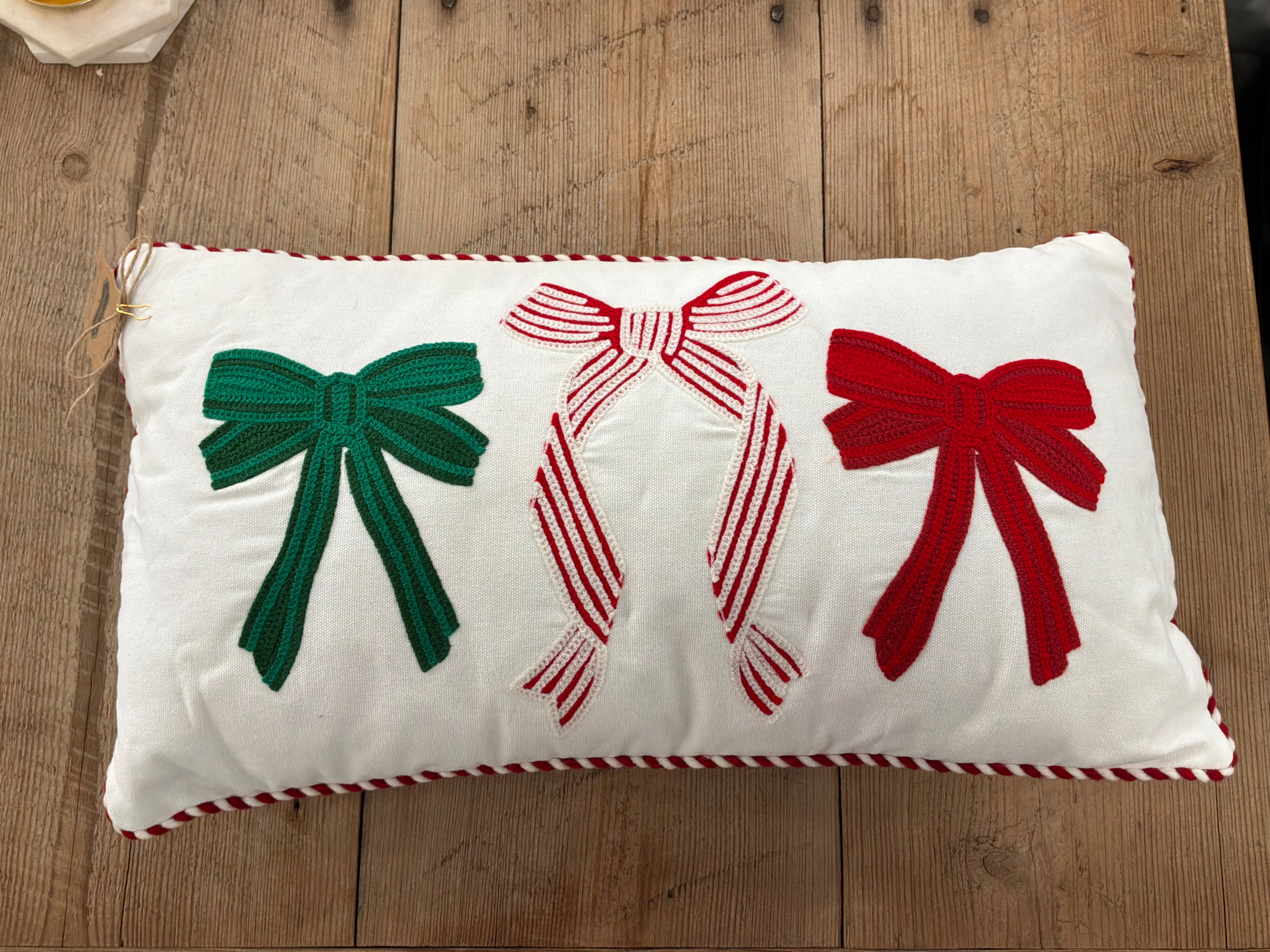 Bow Whimsy Crewel Pillow
