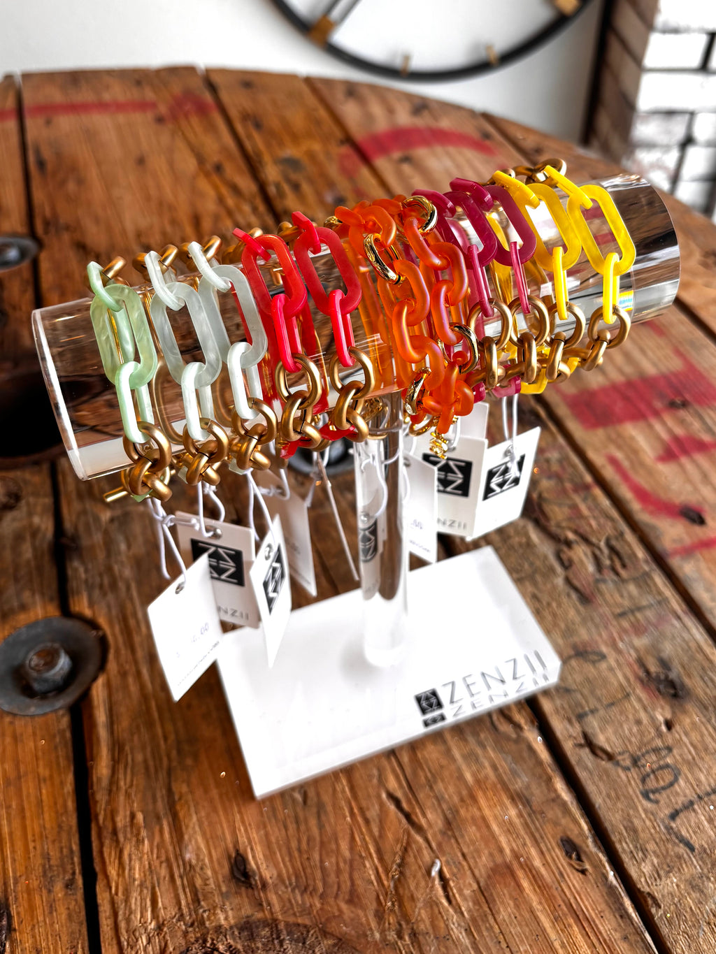 Metal and Resin Link Toggle Bracelet