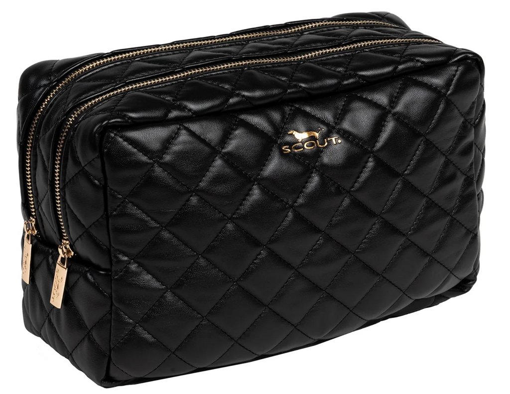 Black Quilted 2-Way Toiletry Bag