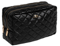 Black Quilted 2-Way Toiletry Bag
