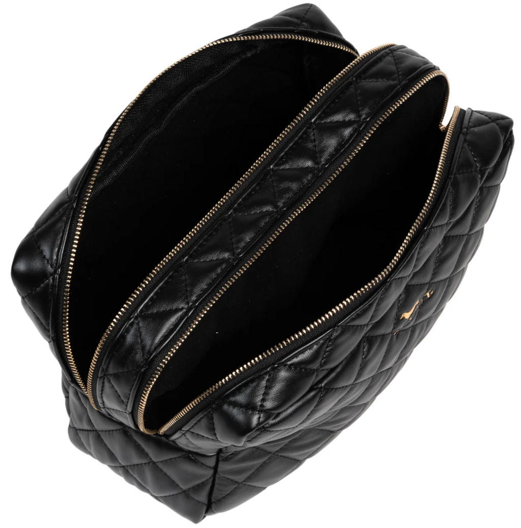 Black Quilted 2-Way Toiletry Bag