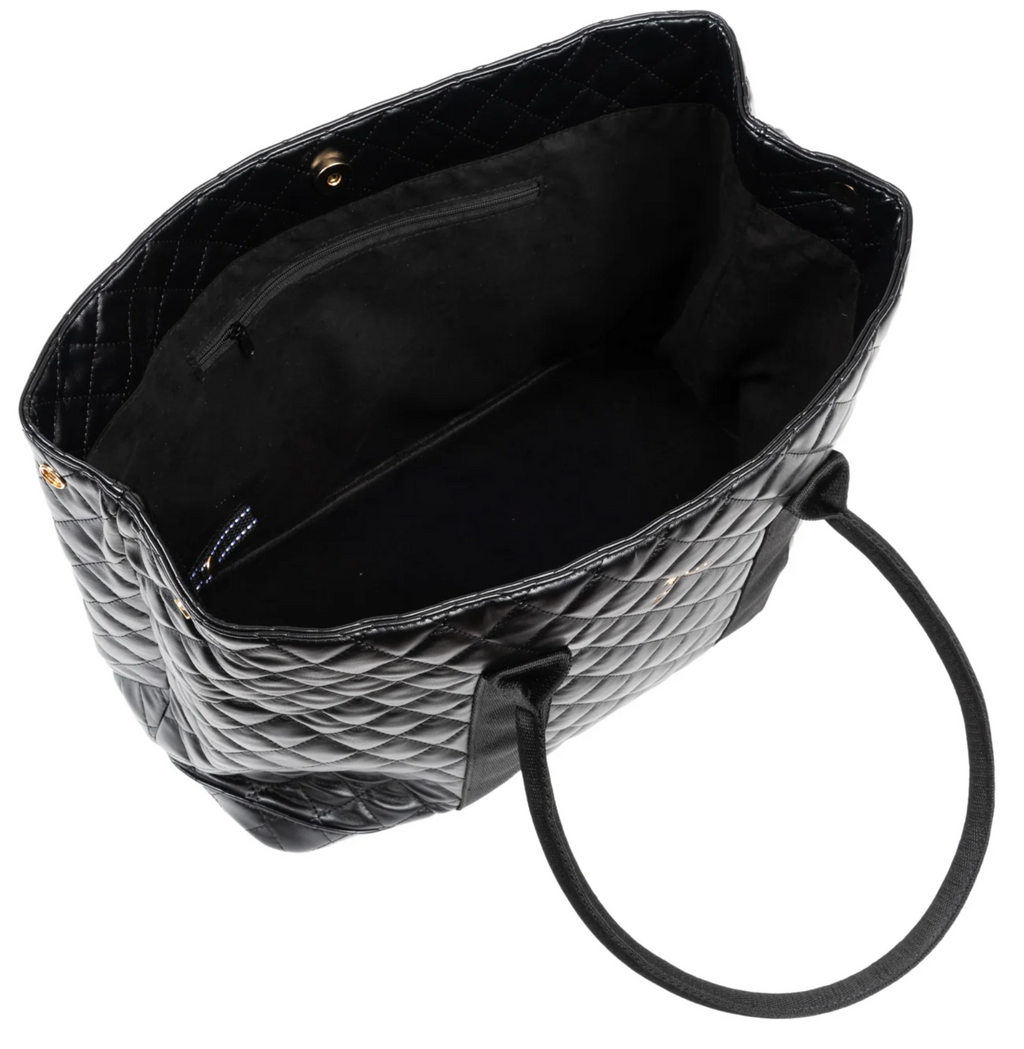 Black Quilted Miss Manors Tote