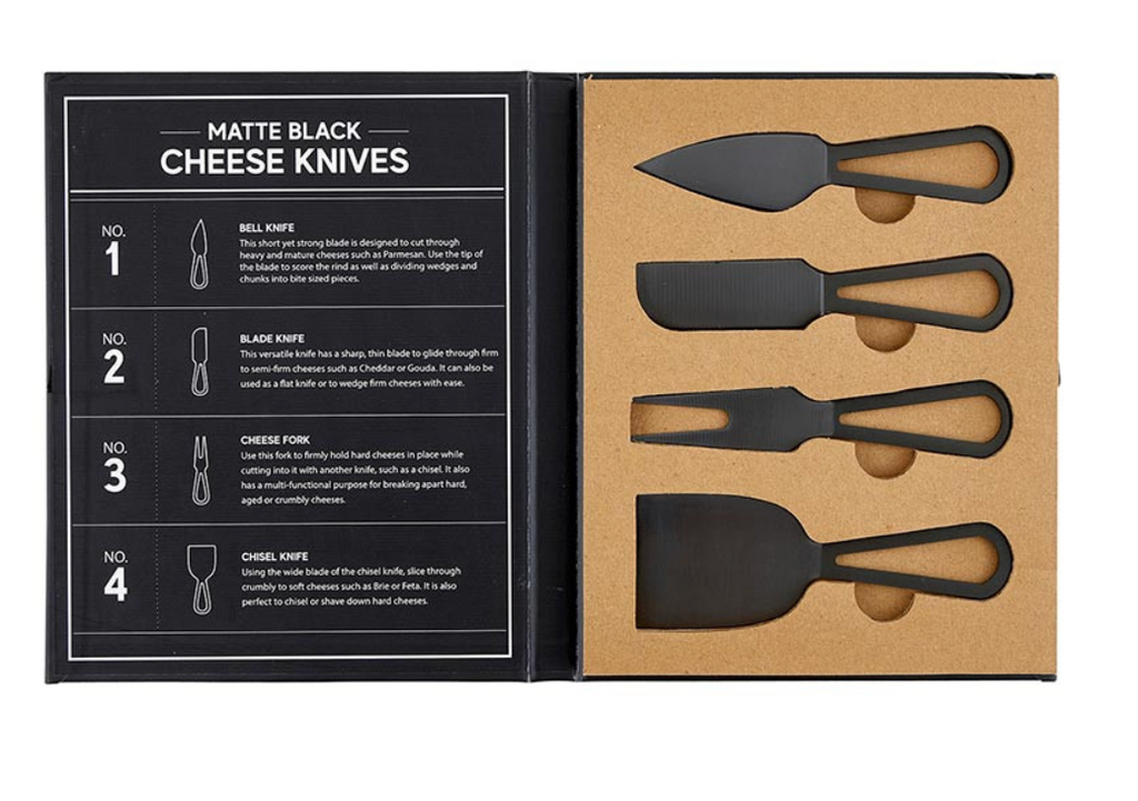 Matte Black Cheese Knives Book Box