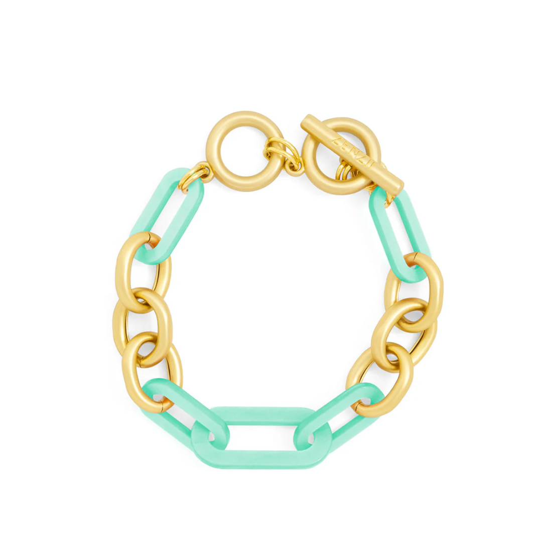 Metal and Resin Link Toggle Bracelet