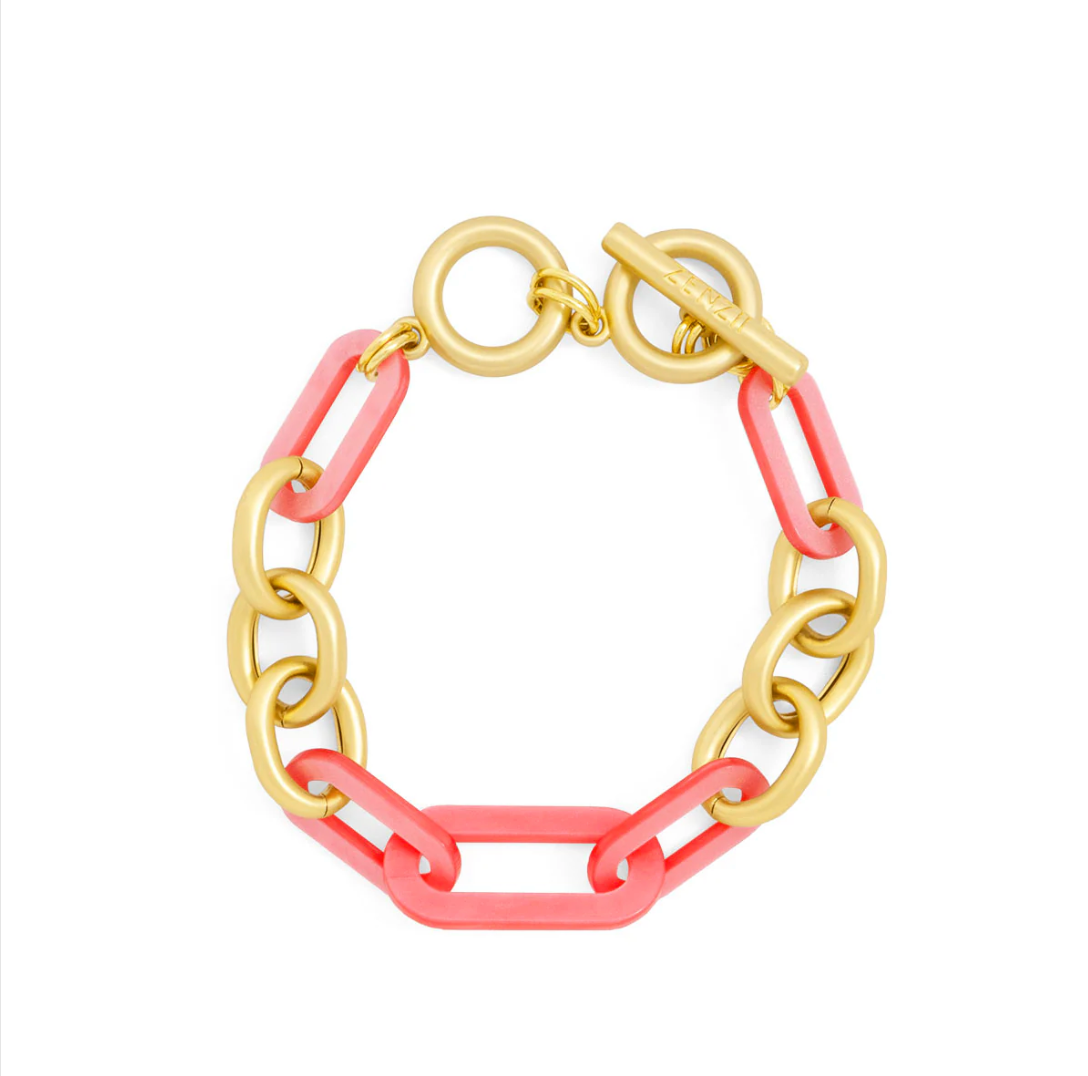 Metal and Resin Link Toggle Bracelet
