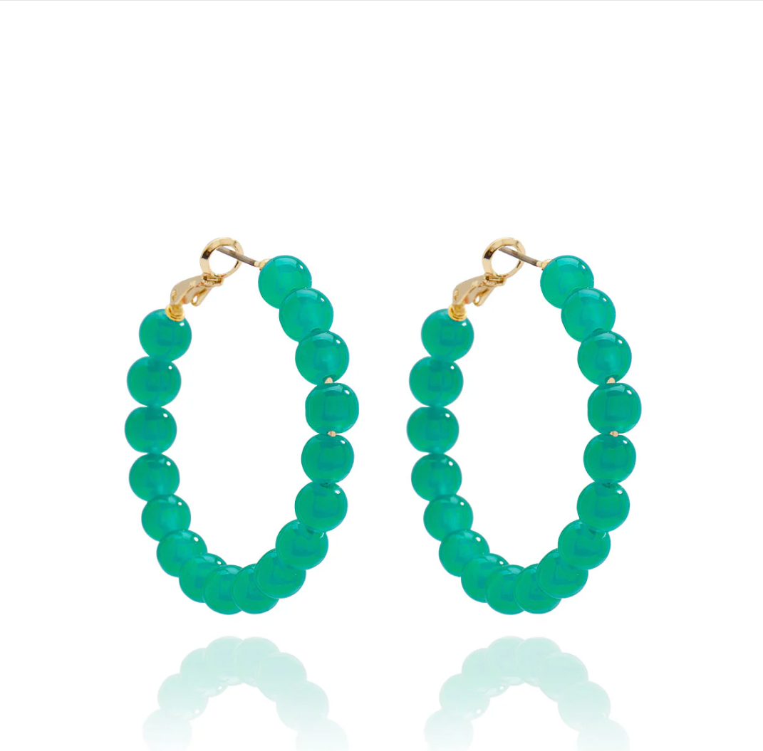 Glass Bead Hoop Earring