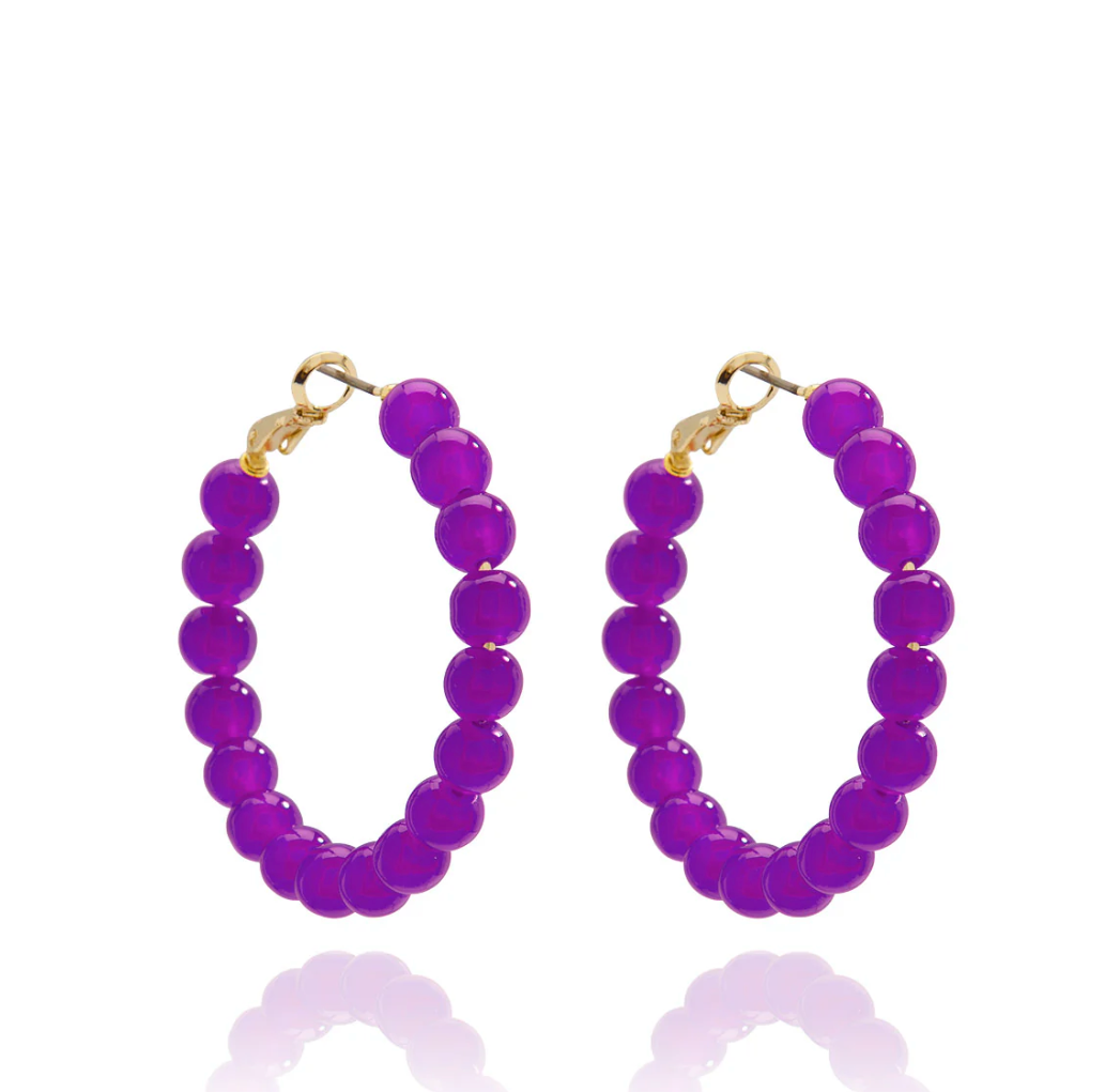 Glass Bead Hoop Earring