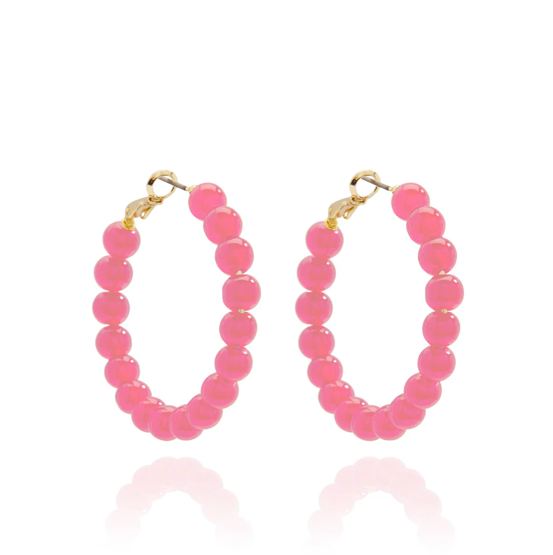Glass Bead Hoop Earring