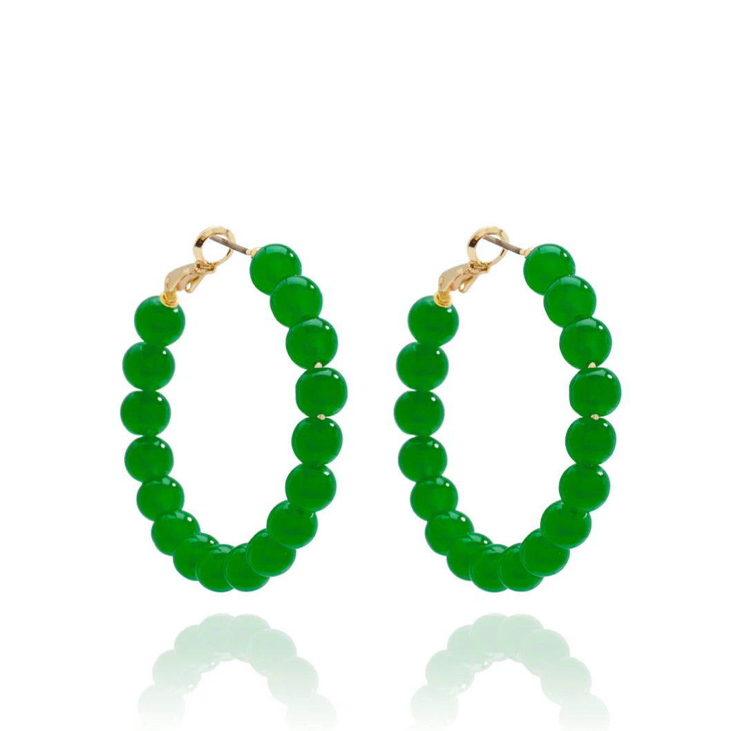 Glass Bead Hoop Earring