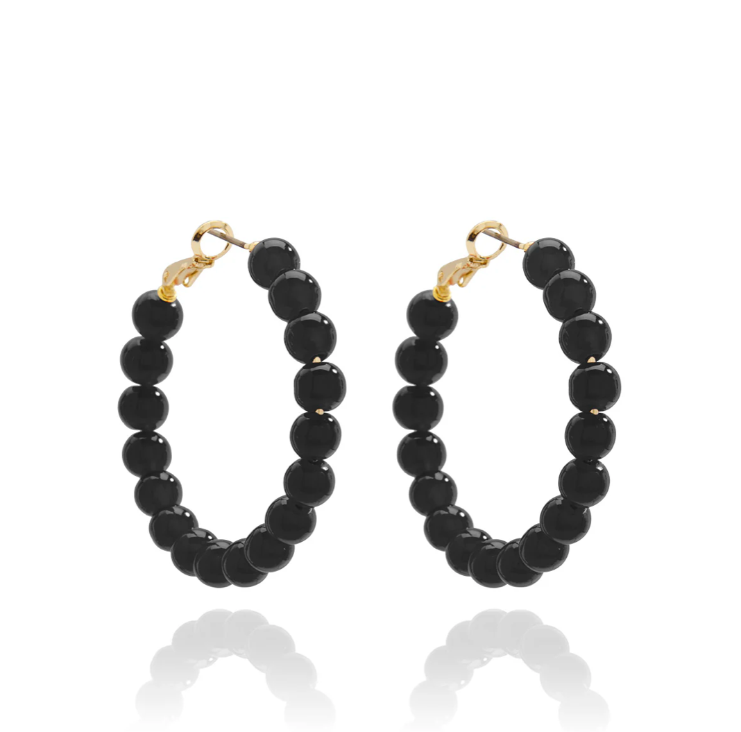 Glass Bead Hoop Earring