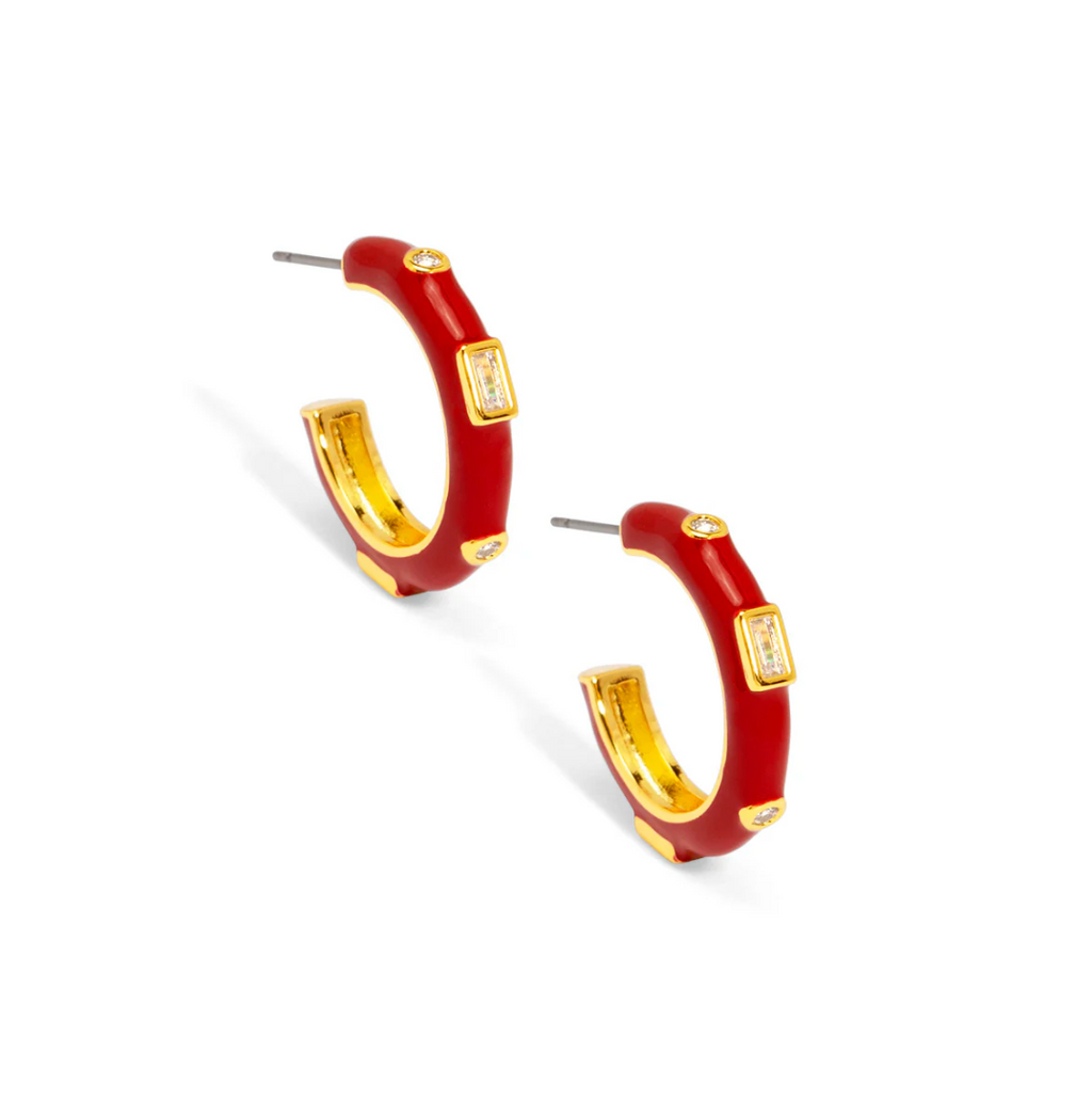 Crystal Enamel Hoop Earring
