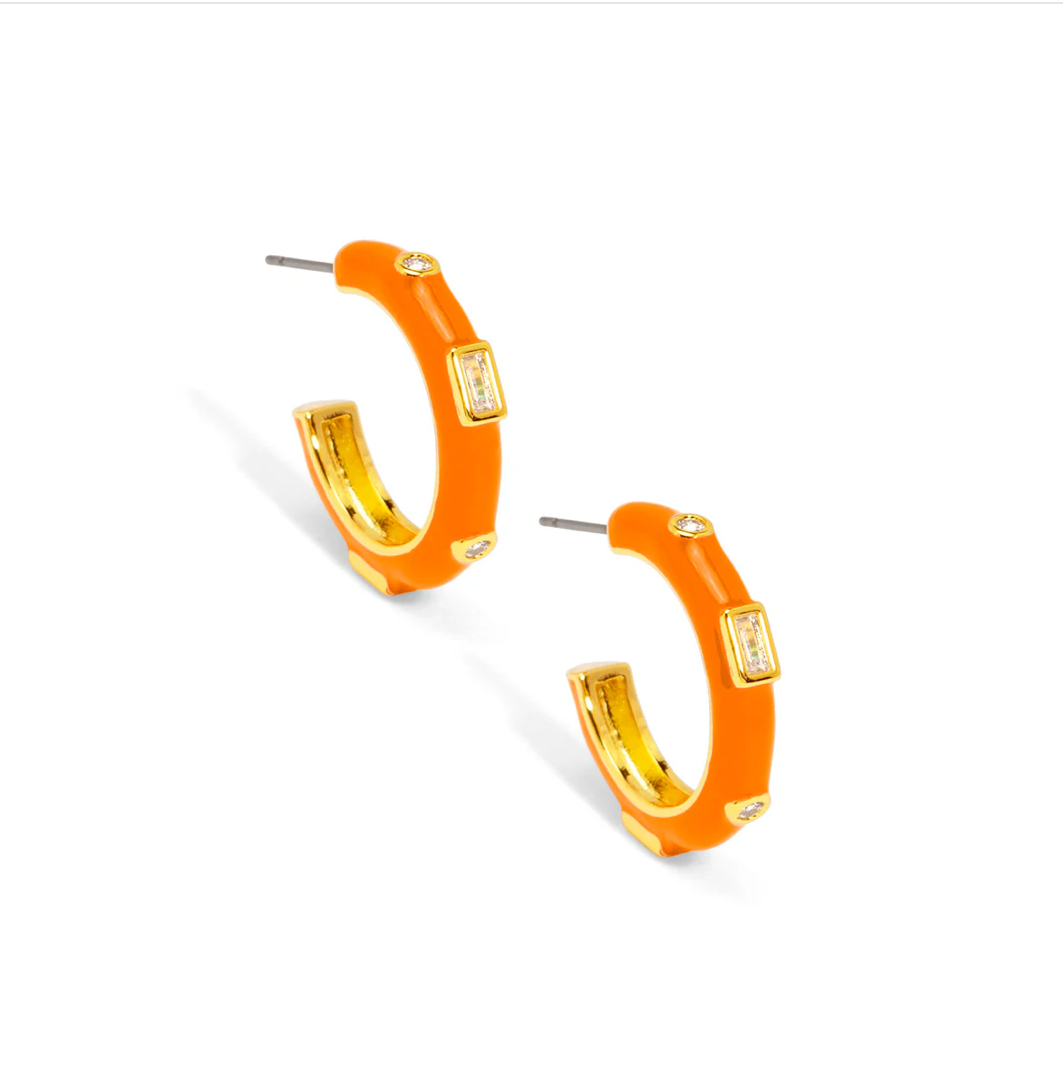 Crystal Enamel Hoop Earring