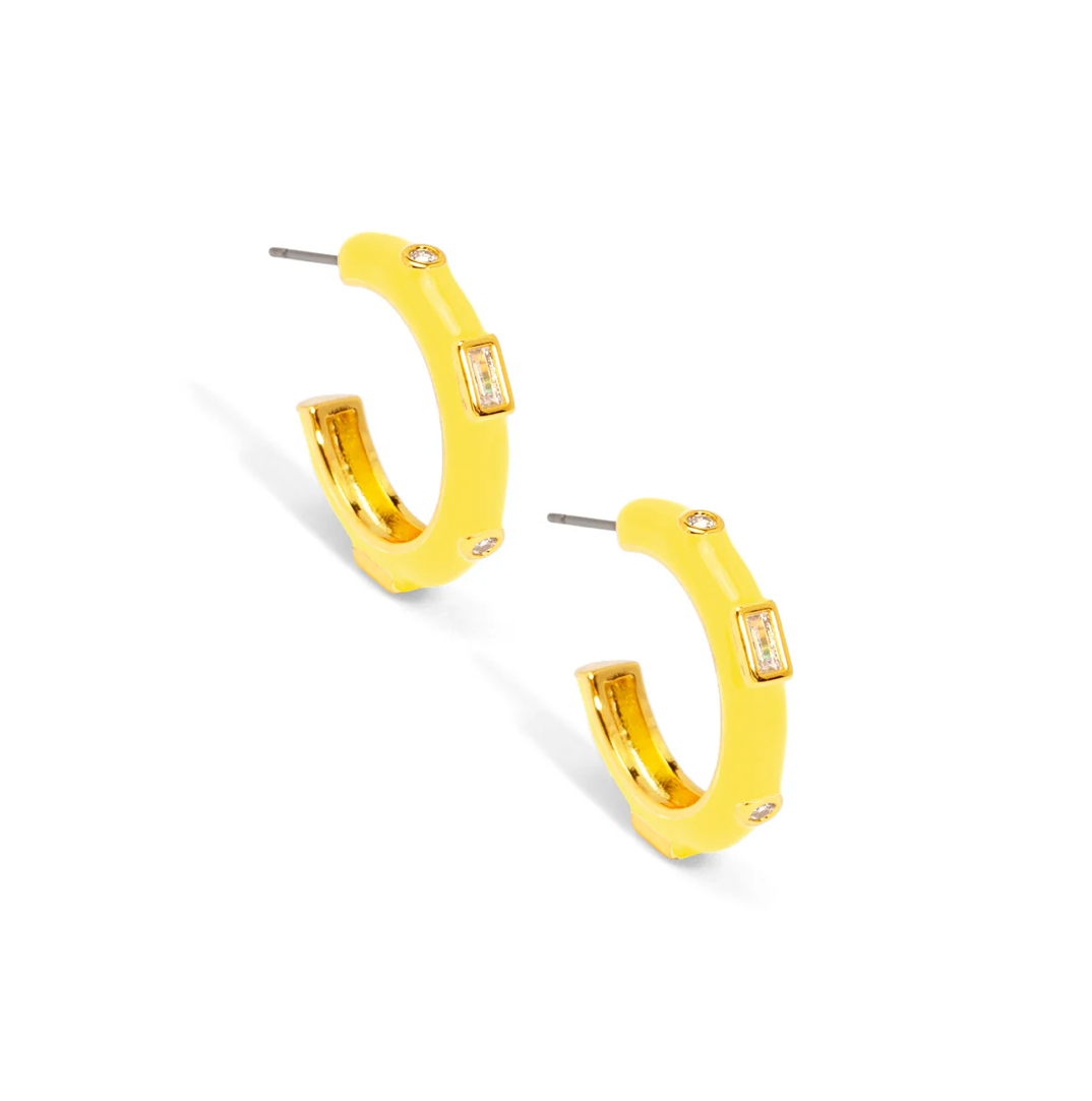 Crystal Enamel Hoop Earring