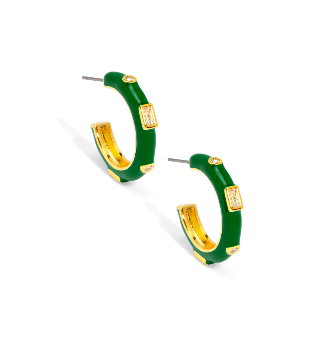 Crystal Enamel Hoop Earring