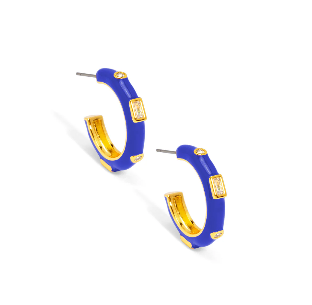 Crystal Enamel Hoop Earring